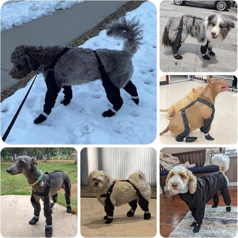 Billionchains Dog Boots with Adjustable Suspender, Anti-Slip Dog Shoes, Waterproof Paw Protector for Rainy, Snowy, Hot Pavement, XL - Image 2